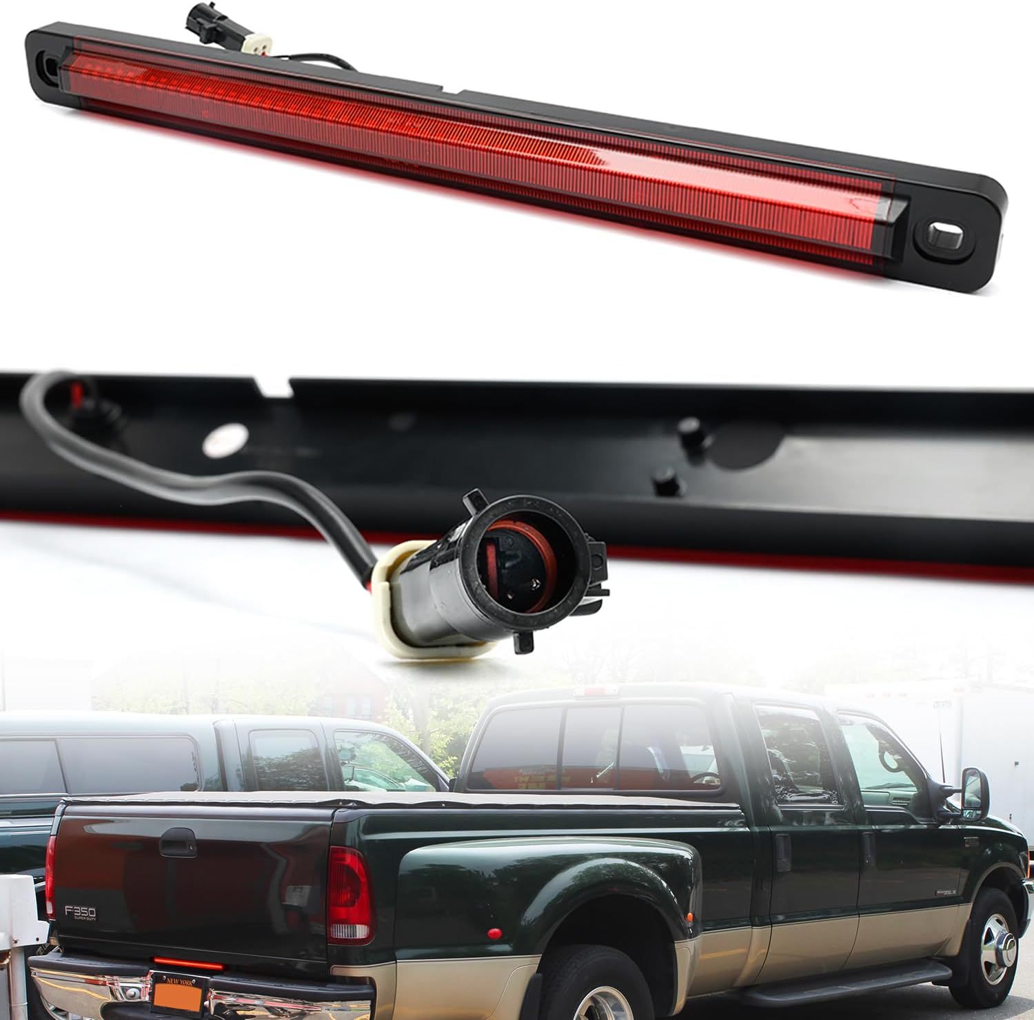 NSLUMO Led Tailgate Light Bar Replacement for 1999-2016 F-ord F350 Dually F450 F550 Bright Red 54-SMD LED Rear Brake ID Lamp Red Lens OEM #F81Z15444AA