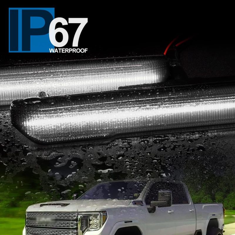 NSLUMO Led Side Marker Lights Replacement for 2020 2021 2022 GMC Sierra 2500HD 3500HD Pickup White Front Rear Side Markers Left Right Fender OEM Fit Sidemarker Lamps Kit Euro Smoked Lens