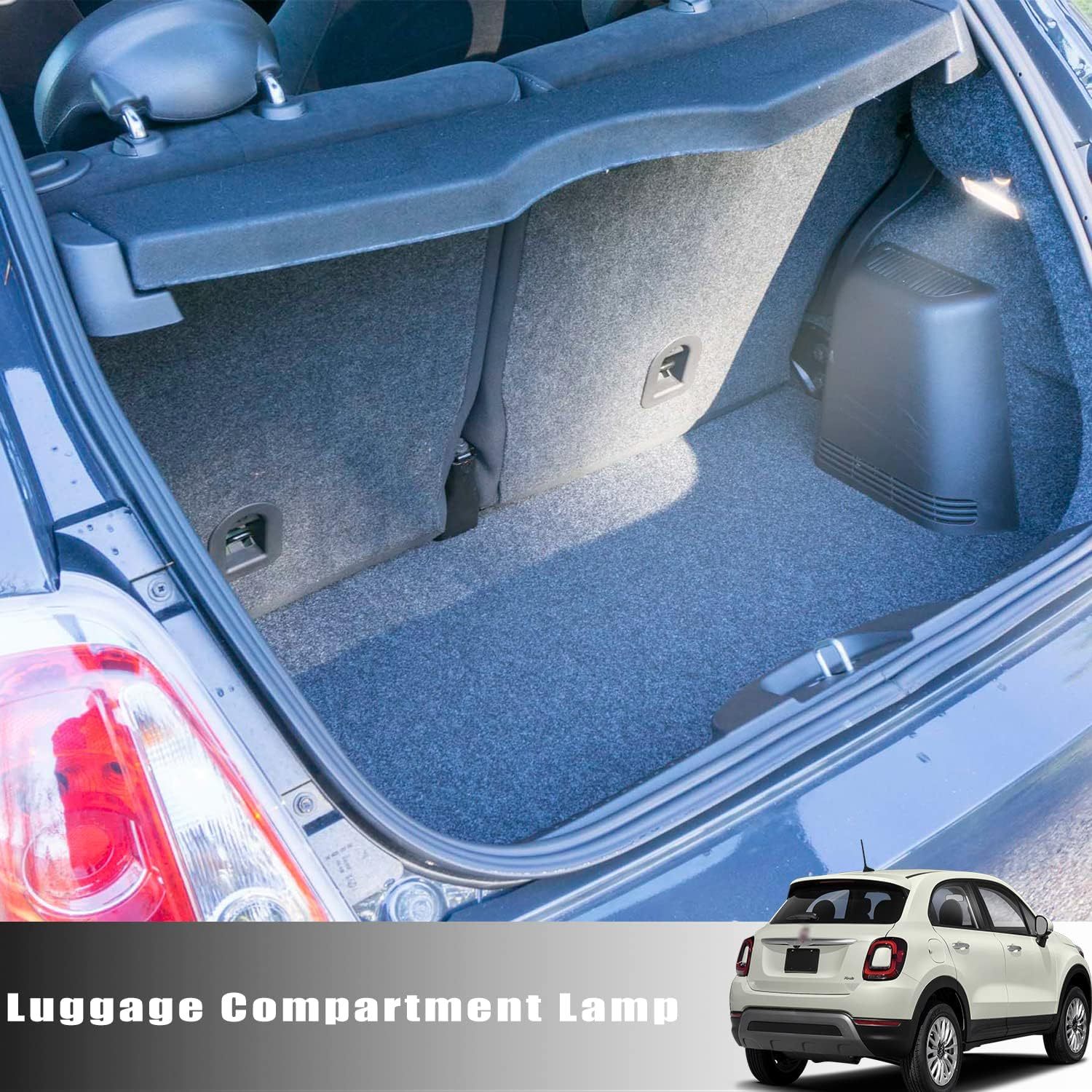 NSLUMO Led Luggage Compartment Light Replacement for 14-19 Fiat 500 16-21 Fiat 500x, 6000K 18-SMD White Trunk Interior Courtesy Lamp Bulb OEM Fit Room Cargo Light