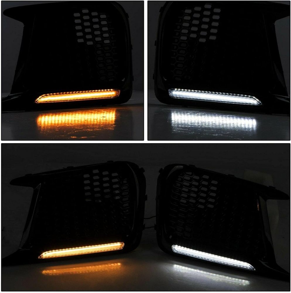 NSLUMO Amber Sequential Turn Signals Switchback White LED DRL Fog Bezels Compatible with 2018-2021 Su'baru WRX STI