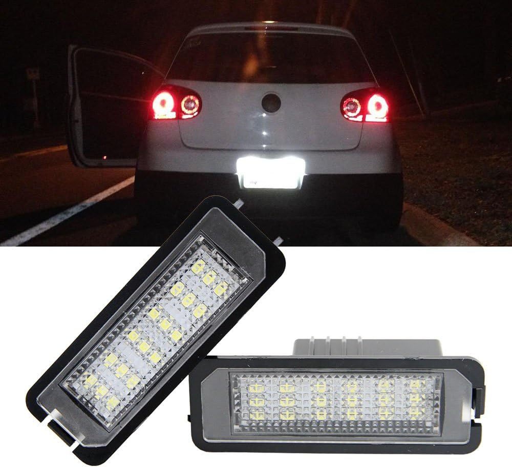V'W Led License Plate Light Bulb Number Plate Light 12V Canbus Xenon White for V'W Beetle Golf 4 5 6 GTi MK4 MK5 CC Rabbit Eos Phaeton (V'W Golf 4 5 6 GTi MK4 MK5 CC)