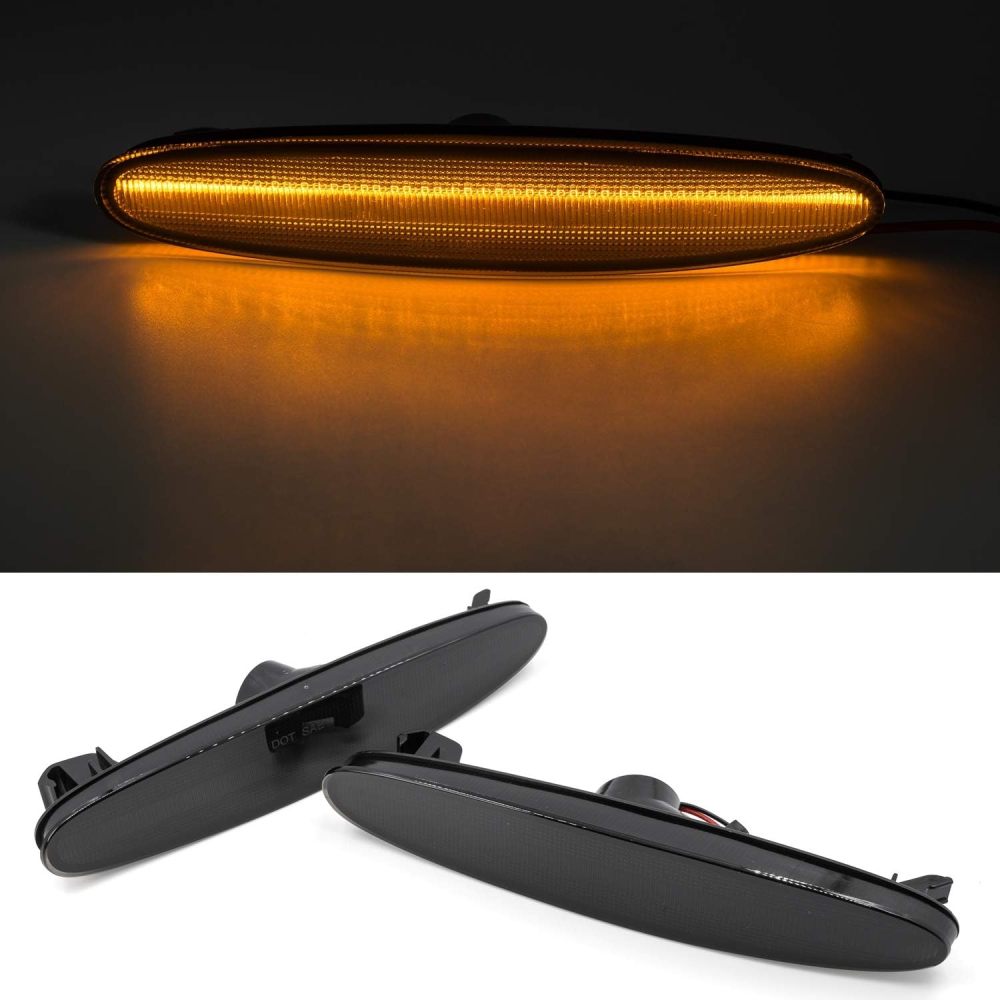NSLUMO LED Side Marker Lights for 2003-2008 Mazda 6 Mazdaspeed6 GG1 Smoked Lens Amber Front Fender Marker Lights Turn Signal Repeater Lamps Assembly OEM Replacement
