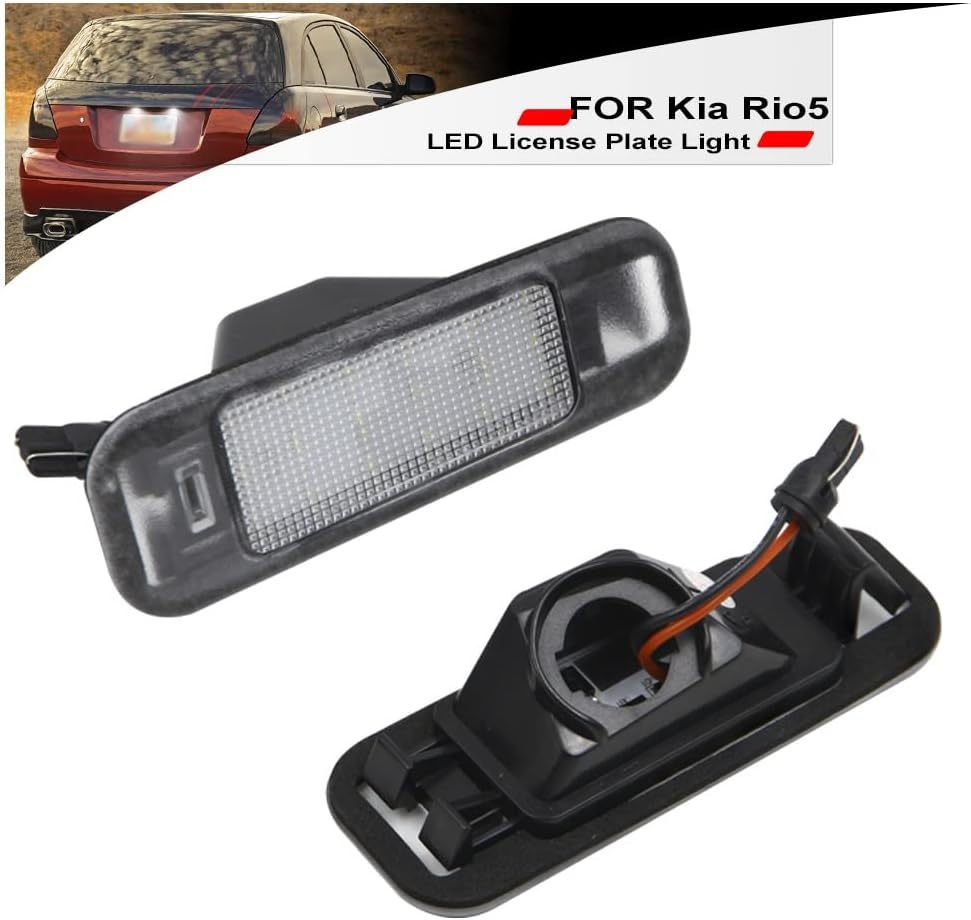 NSLUMO LED License Plate Light Assembly for 2006-2011 Kia Rio 5 Hatchback, OEM Fit Replacement Xenon White 18-SMD Number Plate Led Tag Light