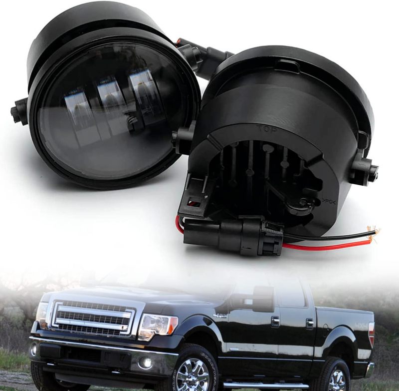 NSLUMO Led Fog Light Assembly Replacement for F150 2006 2007 2008 2009 2010 2011 2012 2013 2014 Pickup 4-1/2 Inch Led Bumper Fog Driving Lamps Xenon White OEM-fit Front Fog Lights Kit