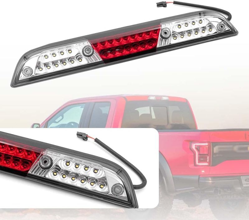 NSLUMO Led Third Brake Light Replacement for 2015-2020 F150 F250 F350 Super Duty 19-21 Ranger Red Strobe LED 3rd Brake Rear Center High Mount Stop Lamp White Cargo Light Kit Clear Lens