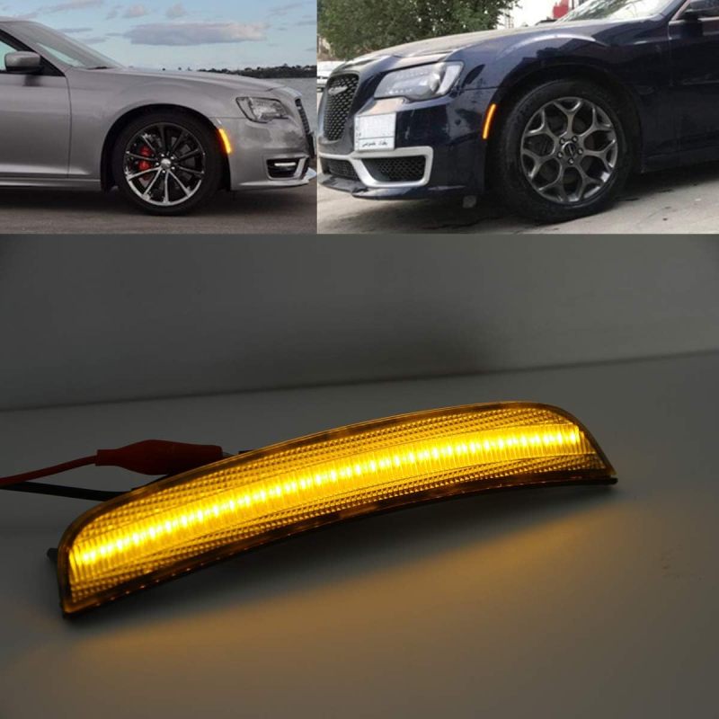 NSLUMO Amber Front LED Side Marker Lights for Chrysler 300 2015 2016 2017 2018 2019 2020 2021 2022 2023 Smoked Lens Fender Marker Light Kit