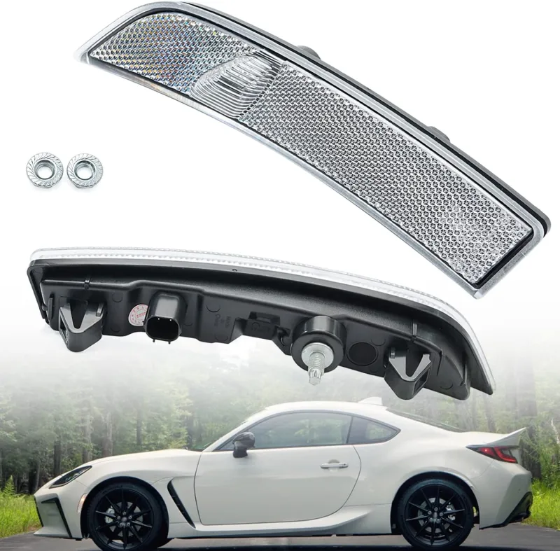 NSLUMO Led Side Marker Lights Replacement for 2022 2023 Su'baru BRZ ZD8 2022-up To'yota GR86 ZN8 JDM OEM Amber Led Front Bumper Side Marker Reflector Signal Light Kit Clear Lens Sidemarkers