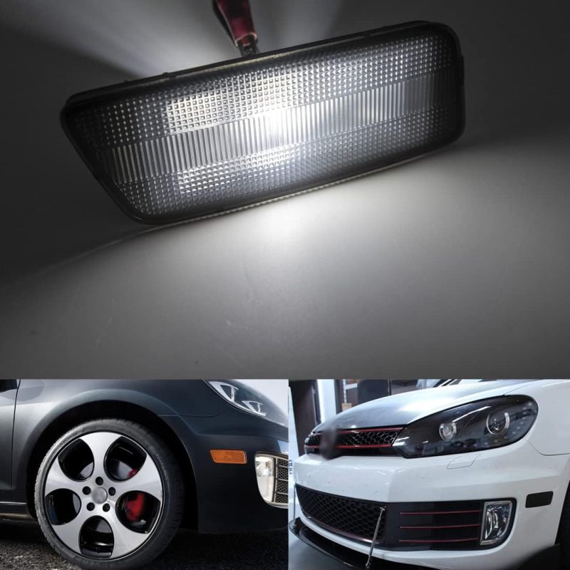 NSLUMO White Front Bumper Led Side Marker Lights for Golf MK6 GTI Smoked Lens Side Lights Replace OEM Sidemarker Lamps