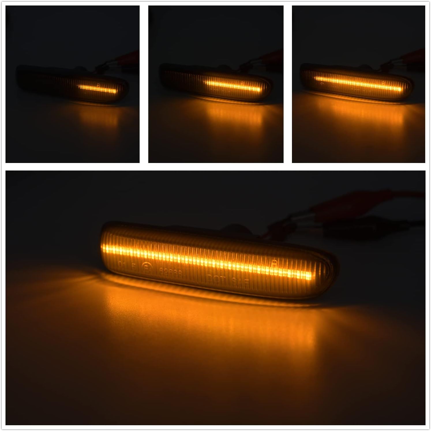 Sequential Amber LED Side Marker Lights for B'MW E46 Pre-LCI 1999-2001 323i 328i Sedan,1999-2003 325Ci 330Ci Coupe Convertible Front Fender Turn Signal Blinker Lamps OEM Replacement (Smoked Lens)