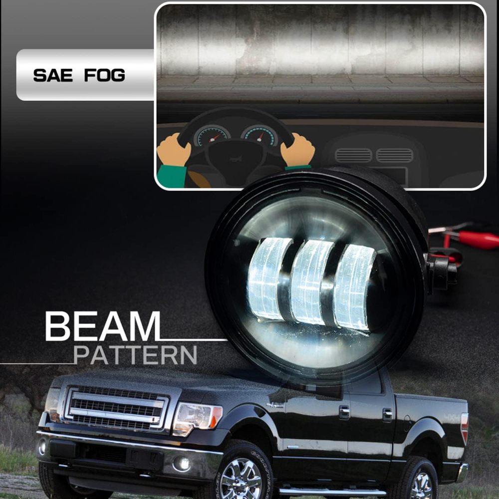 NSLUMO Led Fog Light Assembly Replacement for F150 2006 2007 2008 2009 2010 2011 2012 2013 2014 Pickup 4-1/2 Inch Led Bumper Fog Driving Lamps Xenon White OEM-fit Front Fog Lights Kit