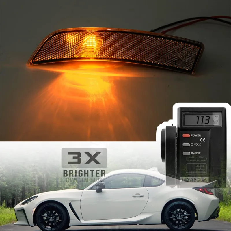 NSLUMO Led Side Marker Lights Replacement for 2022 2023 Su'baru BRZ ZD8 2022-up To'yota GR86 ZN8 JDM OEM Amber Led Front Bumper Side Marker Reflector Signal Light Kit Clear Lens Sidemarkers