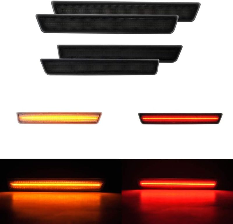 NSLUMO Amber Red LED Side Marker Light for Do-dge Challenger 2015-2022 Smoke Lens Led Side Marker Lights Front & Rear Sit Car Led Side Marker Lamp Kit