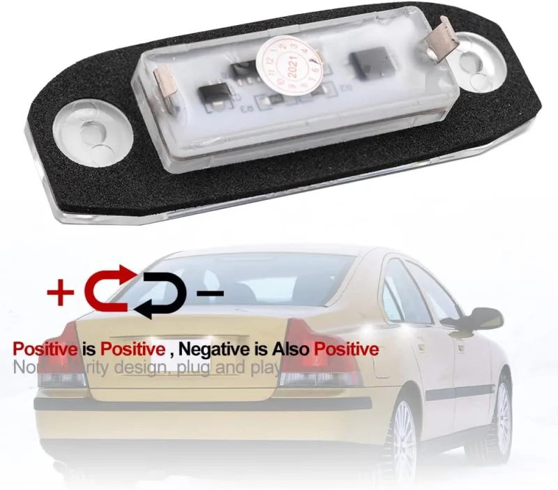 LED License Plate Lights Replacement for 2009-2017 Volvo XC60 2003-2014 XC90 S60 Xenon White 18-Led Number License Plate Lamps Bulb OEM Fit Canbus Error Free