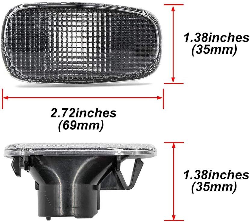 NSLUMO White Led Side Marker Lights for Le'xus IS300 IS200 Altezza SXE10 JCE10 2000-2005 Clear Lens Side Lights Housing w/Xenon White T10 5-SMD LED Bulbs OEM Sidemarker Lamps Replacement