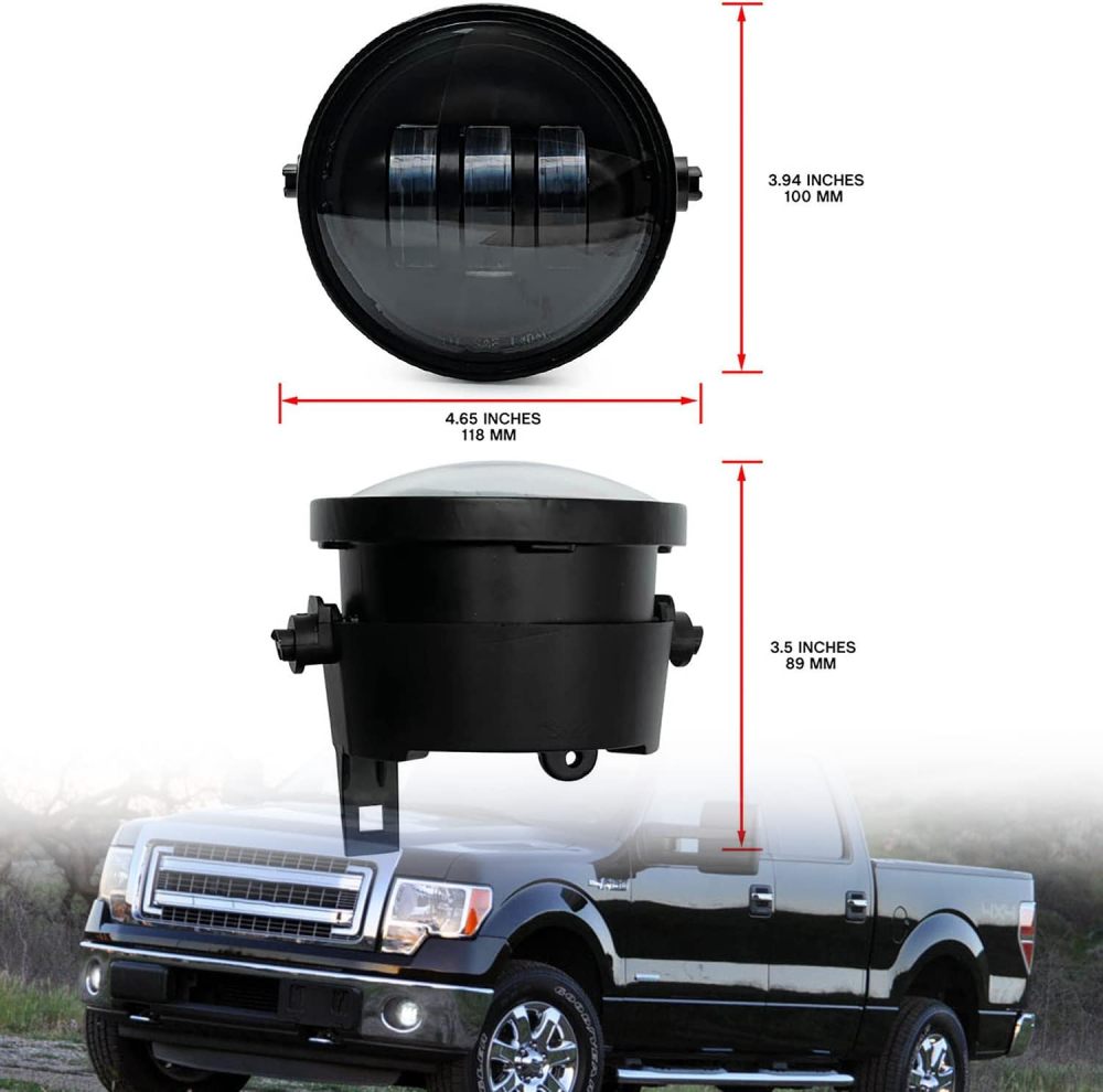 NSLUMO Led Fog Light Assembly Replacement for F150 2006 2007 2008 2009 2010 2011 2012 2013 2014 Pickup 4-1/2 Inch Led Bumper Fog Driving Lamps Xenon White OEM-fit Front Fog Lights Kit