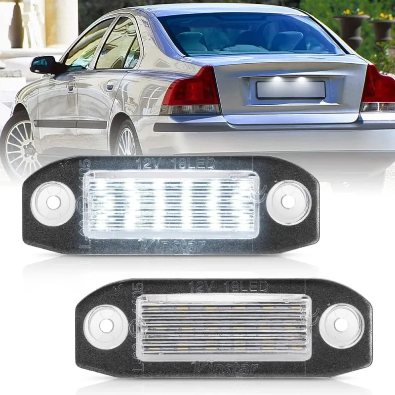 LED License Plate Lights Replacement for 2009-2017 Volvo XC60 2003-2014 XC90 S60 Xenon White 18-Led Number License Plate Lamps Bulb OEM Fit Canbus Error Free