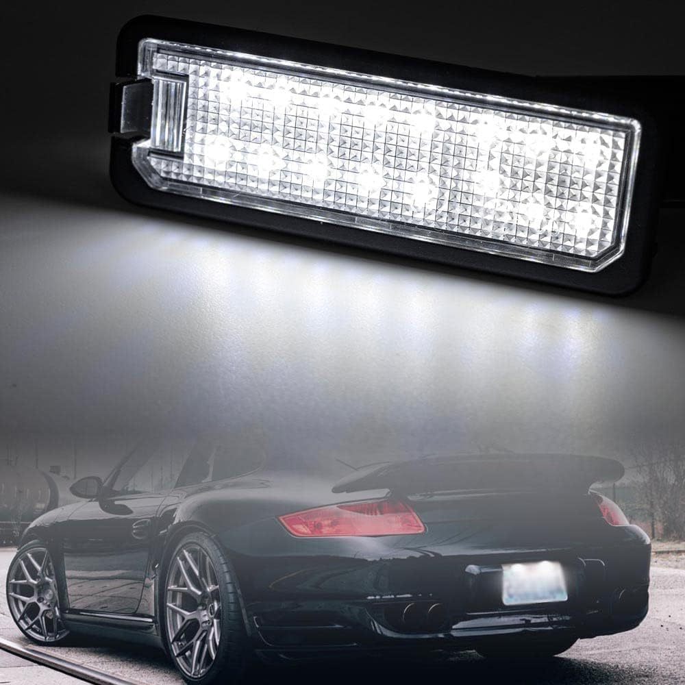 NSLUMO Led License Plate Light Bulb Replacement for Porsche 911 996 997 991 992 Box-ster 718 Cayman 970 971 Super Bright 16SMD Led Tag Liamp Canbus Xenon White OEM Fit