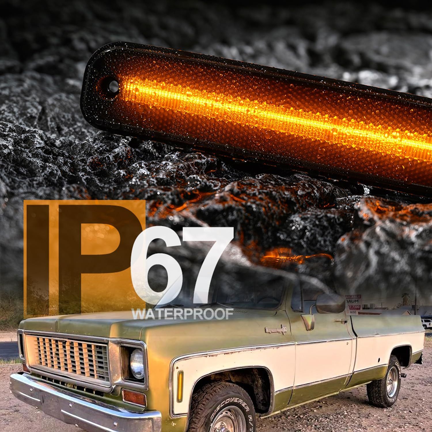 Led Side Marker Lights for 1973-1980 GMC Chevy C/K Series Pickup Trucks K5 Blazer Suburban Amber Led Front Bumper Side Marker Repeater Lamp Kit LH RH Smoked Lens Led Sidemarkers 6270433 6270434