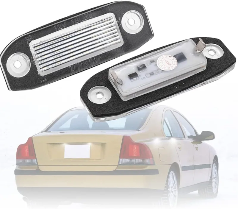 LED License Plate Lights Replacement for 2009-2017 Volvo XC60 2003-2014 XC90 S60 Xenon White 18-Led Number License Plate Lamps Bulb OEM Fit Canbus Error Free