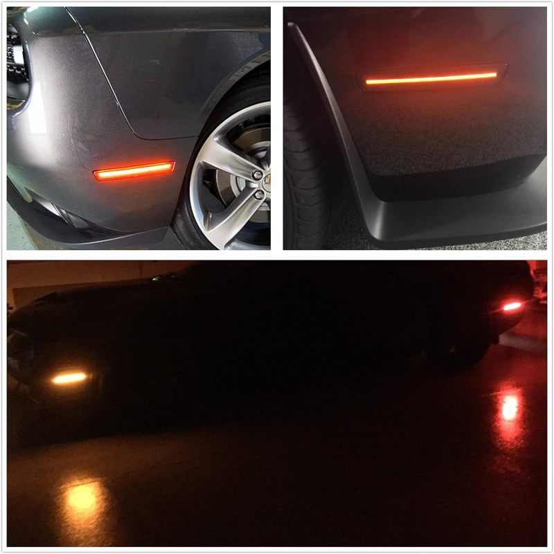 NSLUMO Amber Red LED Side Marker Light for Do-dge Challenger 2015-2022 Smoke Lens Led Side Marker Lights Front & Rear Sit Car Led Side Marker Lamp Kit