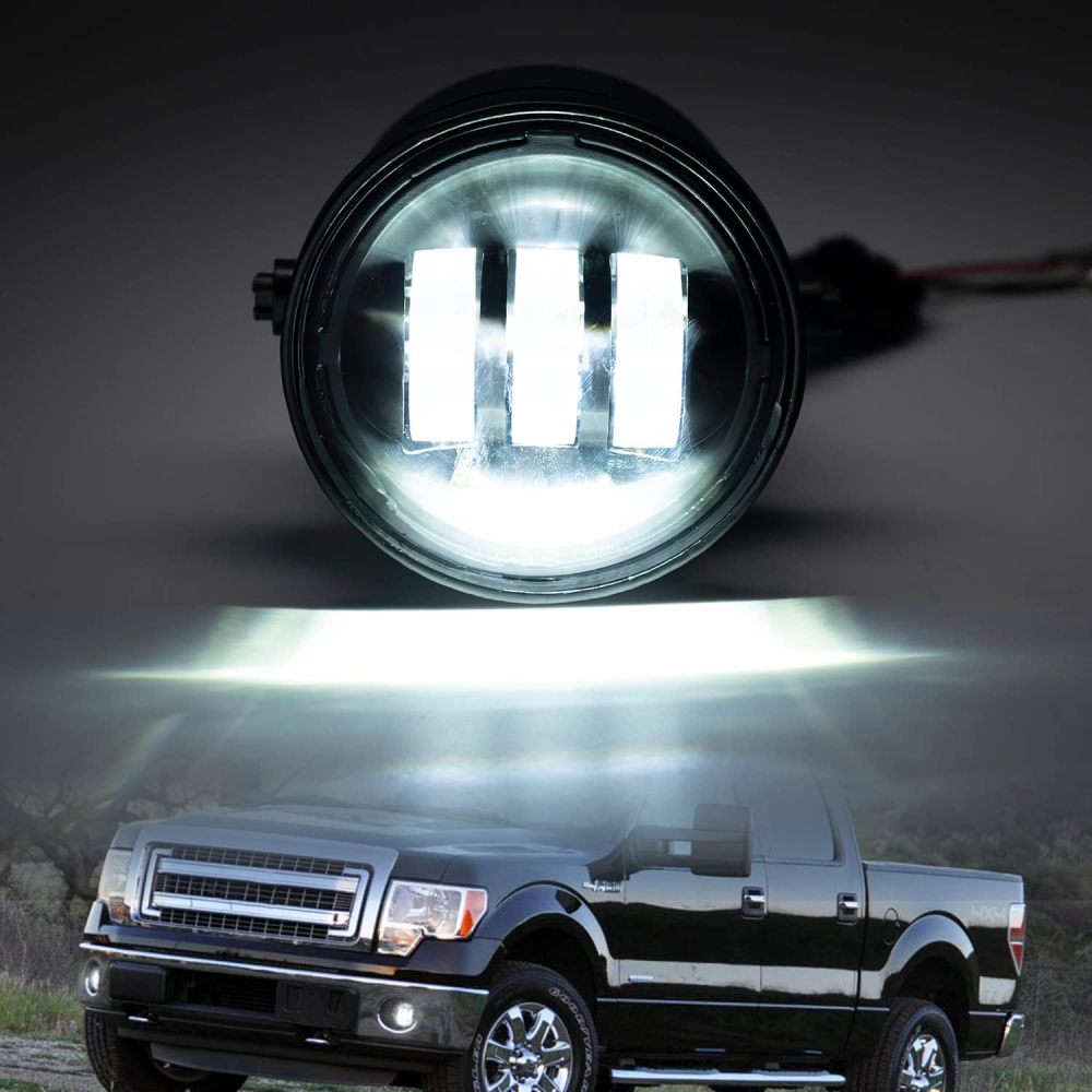NSLUMO Led Fog Light Assembly Replacement for F150 2006 2007 2008 2009 2010 2011 2012 2013 2014 Pickup 4-1/2 Inch Led Bumper Fog Driving Lamps Xenon White OEM-fit Front Fog Lights Kit