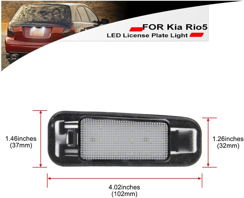 NSLUMO LED License Plate Light Assembly for 2006-2011 Kia Rio 5 Hatchback, OEM Fit Replacement Xenon White 18-SMD Number Plate Led Tag Light