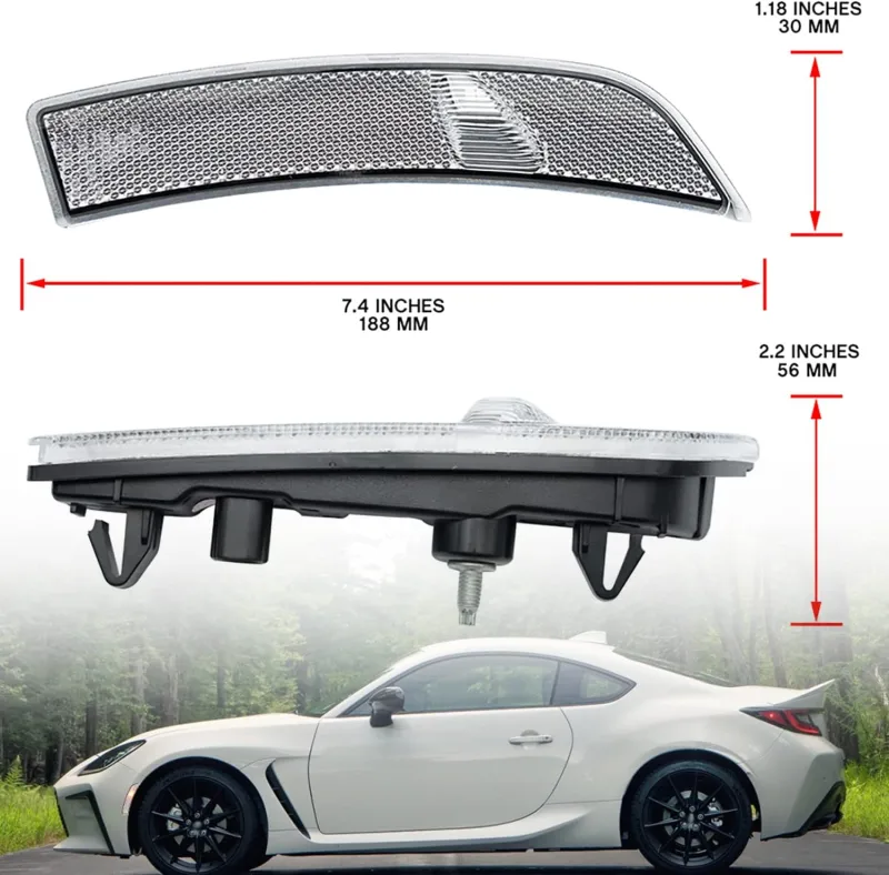 NSLUMO Led Side Marker Lights Replacement for 2022 2023 Su'baru BRZ ZD8 2022-up To'yota GR86 ZN8 JDM OEM Amber Led Front Bumper Side Marker Reflector Signal Light Kit Clear Lens Sidemarkers