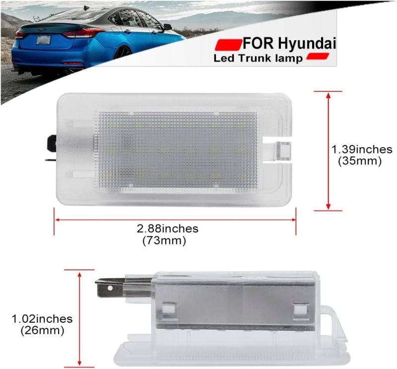 NSLUMO Led Luggage Compartment Light Replacement for 2006-2023 Hyundai Sonata Elantra Kia Forte Optima K5 6000K 18-SMD White Trunk Interior Lamp Bulb OEM Fit