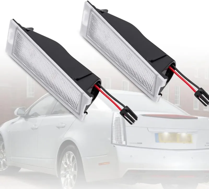 NSLUMO LED License Plate Light Assembly for 2008 2009 2010 Cadillac CTS CTS-V Sedan, OEM Replacement 6000K Xenon White 18-SMD Error Free Led Tag Light