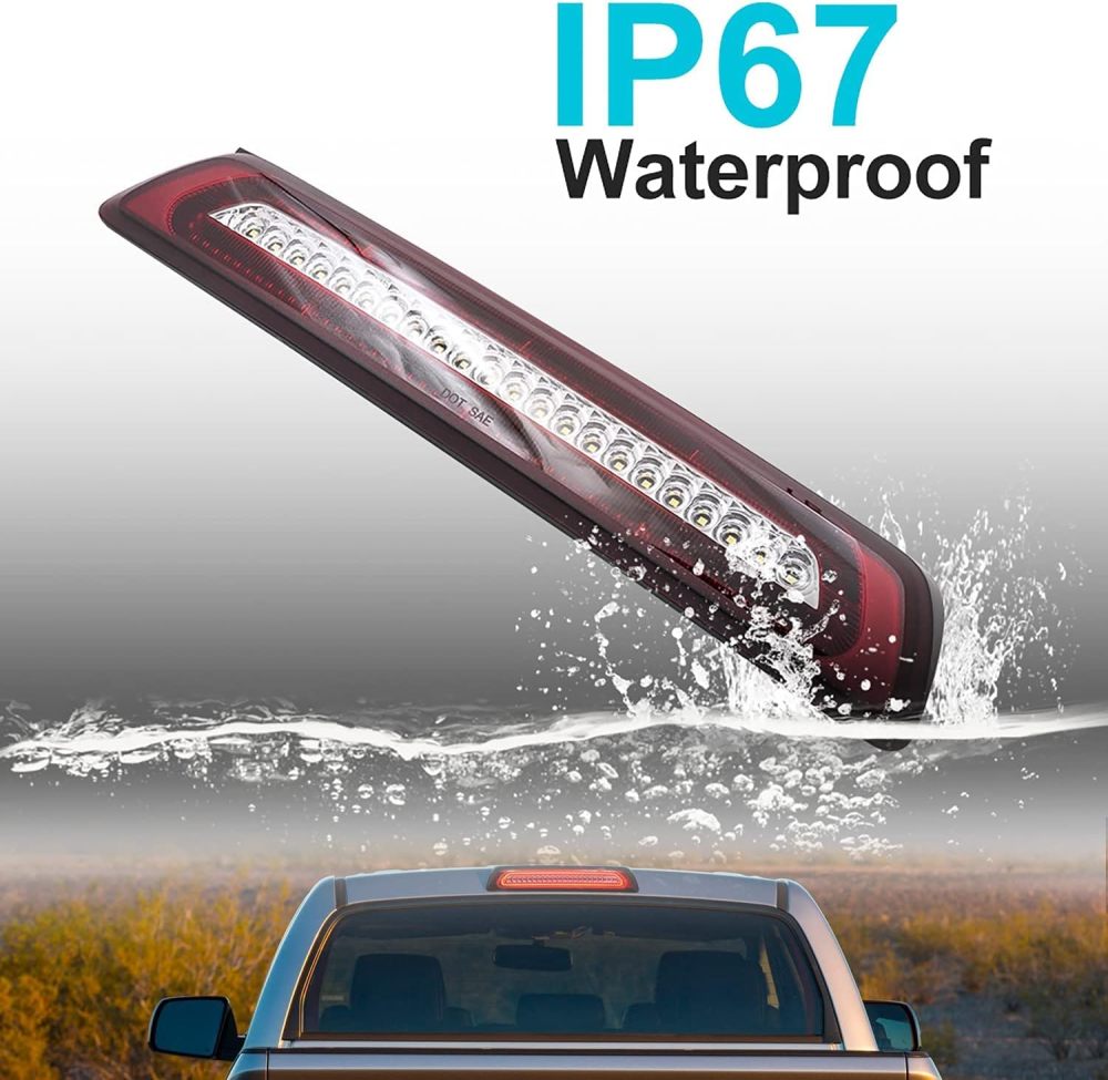 NSLUMO Led Third Brake Light Replacement for 2007-2021 To-yo-ta Tundra XK50 Pickup Trucks Red LED Strobe Rear 3rd Brake Center High Mount Stop Lamp + White Cargo Light Kit Euro Clear Lens