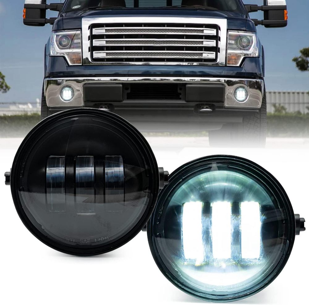 NSLUMO Led Fog Light Assembly Replacement for F150 2006 2007 2008 2009 2010 2011 2012 2013 2014 Pickup 4-1/2 Inch Led Bumper Fog Driving Lamps Xenon White OEM-fit Front Fog Lights Kit