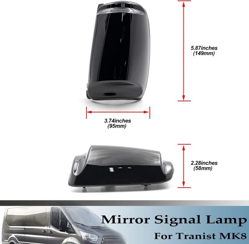 NSLUMO Amber LED Side Mirror Marker Lights Compatible w/ 2015-2021 F-ord Transit 150 250 350 Smoked Lens Side Mirror Blinker Turn Signal Indicator Lamp Assembly