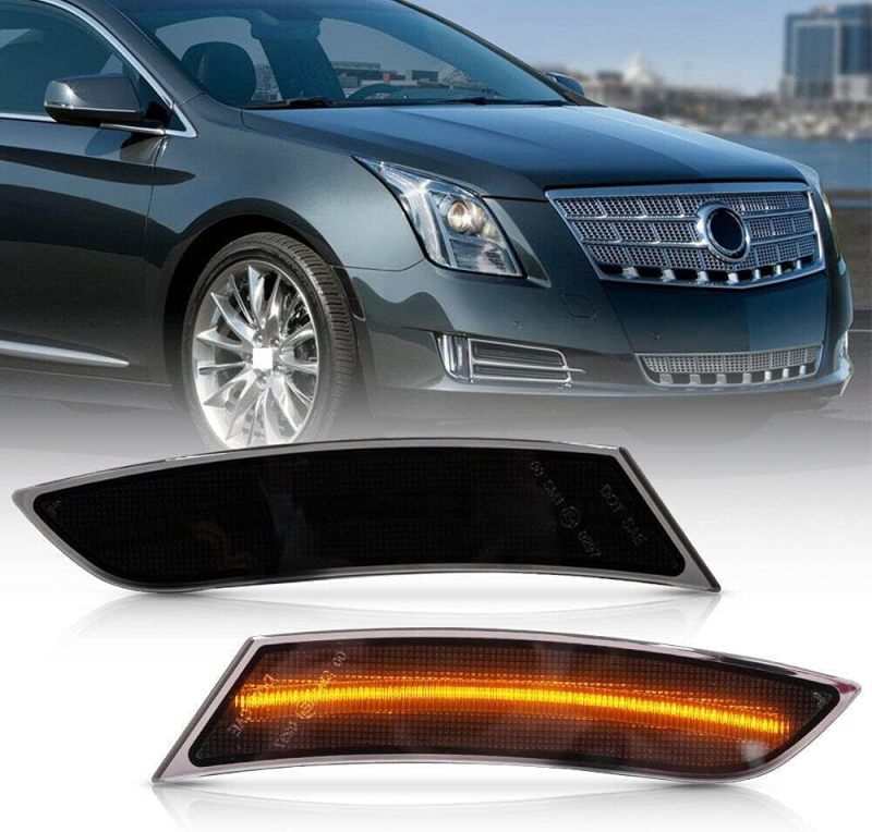 NSLUMO Amber LED Side Marker Lights for 2013-2017 Cadillac XTS Smoke Lens Led Front Bumper Side Marker Lamps OEM Replacement