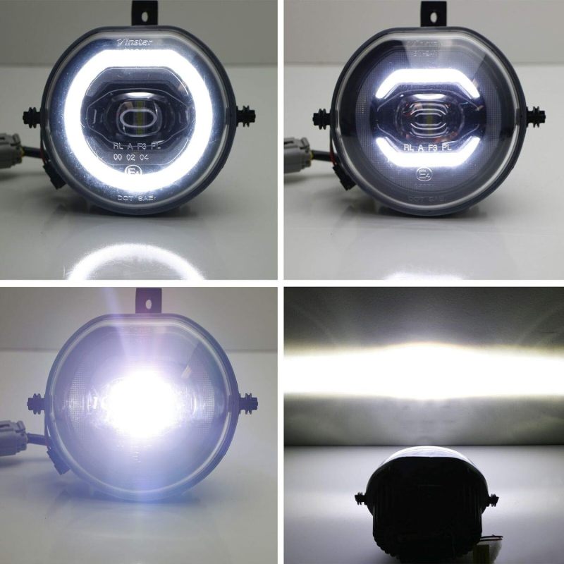 Mini DRL Led Fog Light Kit LED Halo Fog Lights Daytime Running Parking Lamp Compatible with Mini-Cooper F56 F55 13-18 F54 Clubman & F57 Cabrio 14-18 Super Bright Led Round Fog Lights with Halo Ring