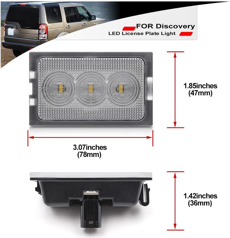 Landrover Led License Plate Light - Led Rear Tag Lights Kit Fit for Discovery L319 LR3 LR4 L320 Range Rover White Number Plate Frame Lamp Bulb Assembly Direct Replacement