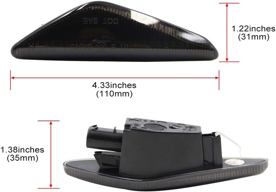NSLUMO Sequential Amber LED Side Marker Lights for B'MW X5 E70 X6 E71 X3 F25 Front Led Side Marker Turn Signal Indicator Repeater Lamps 20-SMD LED OEM Fit Sidemarkers Smoked Lens