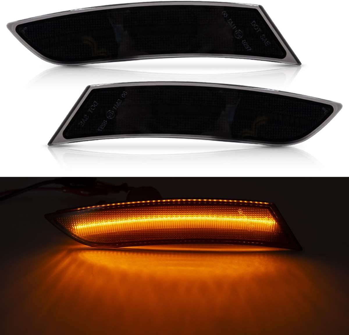 NSLUMO Amber LED Side Marker Lights for 2013-2017 Cadillac XTS Smoke Lens Led Front Bumper Side Marker Lamps OEM Replacement