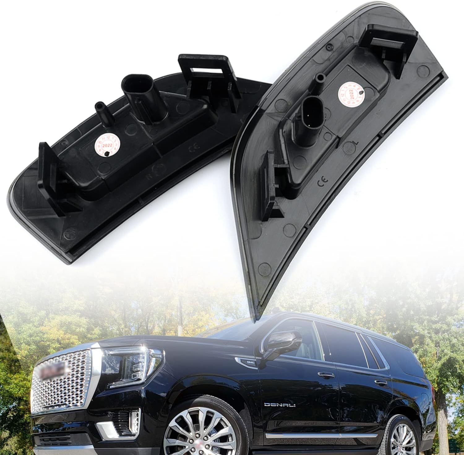 NSLUMO LED Side Marker Lights Replacement for 2021 2022 + GMC Yukon XL Denali White Led Fender Side Turn Signal Parking Light Assembly GM2550206 Replace OEM Side Lamps Smoked Lens