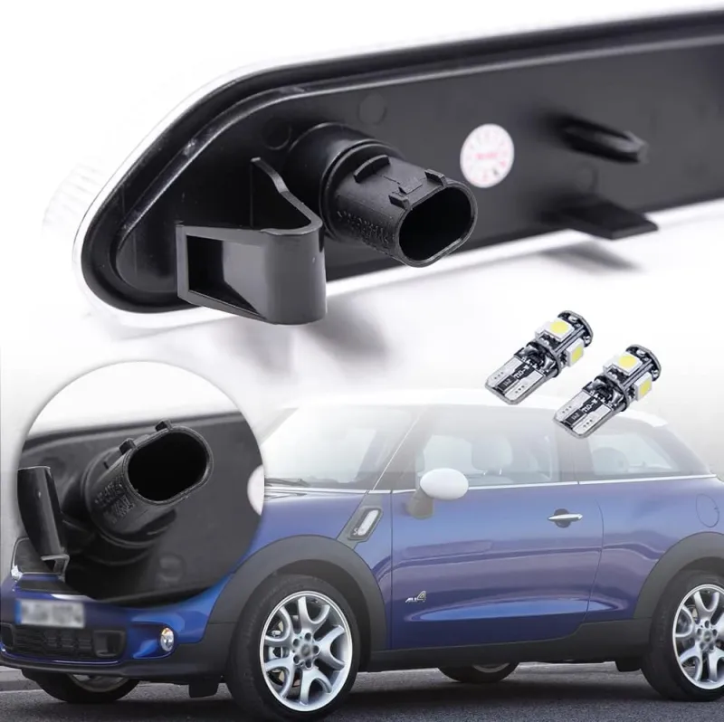 NSLUMO Front Fender White Led Side Marker Lights Compatible with 11-16 MINI R60 Countryman R61 Paceman Clear Lens Side Light Housing w/White T10 5-SMD LED Bulbs OEM Sidemarker Replacement