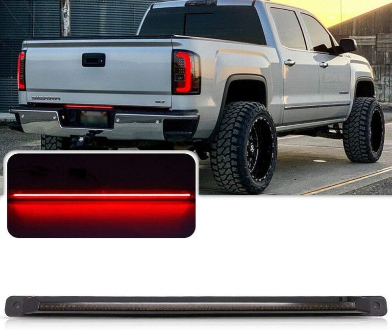 NSLUMO Led Tailgate Light Bar for Chevy Silverado 2500HD 3500HD GMC 2001-2014 54-SMD LED Rear Red Brake Light Smoked Lens OEM#15248604 15744722