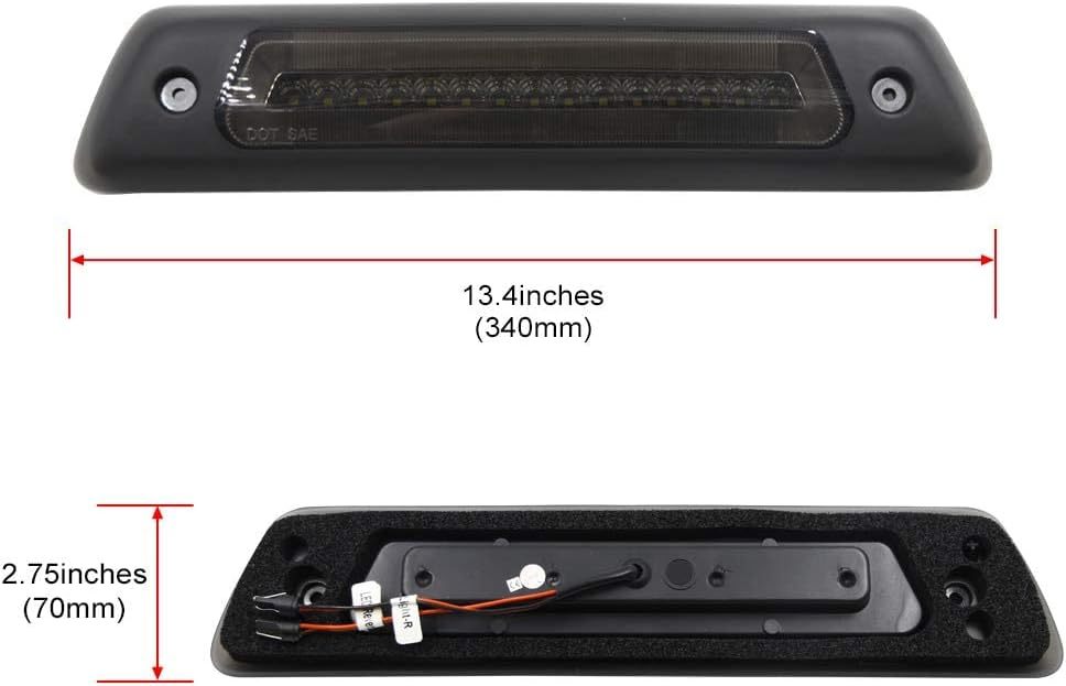 NSLUMO Led Third Brake Light for 09-14 F150 Rap'tor LED 3rd Brake Light Smoked Lens White Red Rear Center High Mount Stop Lamp Rear Cab Cargo Light Replacement CHMSL