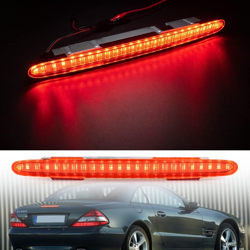 NSLUMO Led Third Brake Light Replacement for Mercedes R230 SL-Class 2007-2012 Benz SL550 AMG 2003-2006 SL500 SL55 AMG Red LED 3rd Brake Center High Mount Stop Lamp Red Lens CHMSL 923-278