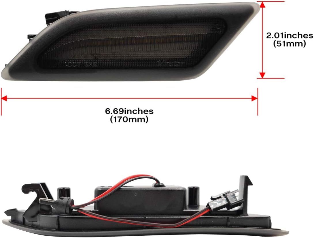 NSLUMO Cool White Led Side Marker Lights for Mercedes 12-14 Benz W204 LCI C-Class C250 C300 Front Fender Marker Lamps Smoked Lens OEM Side Marker Replacement