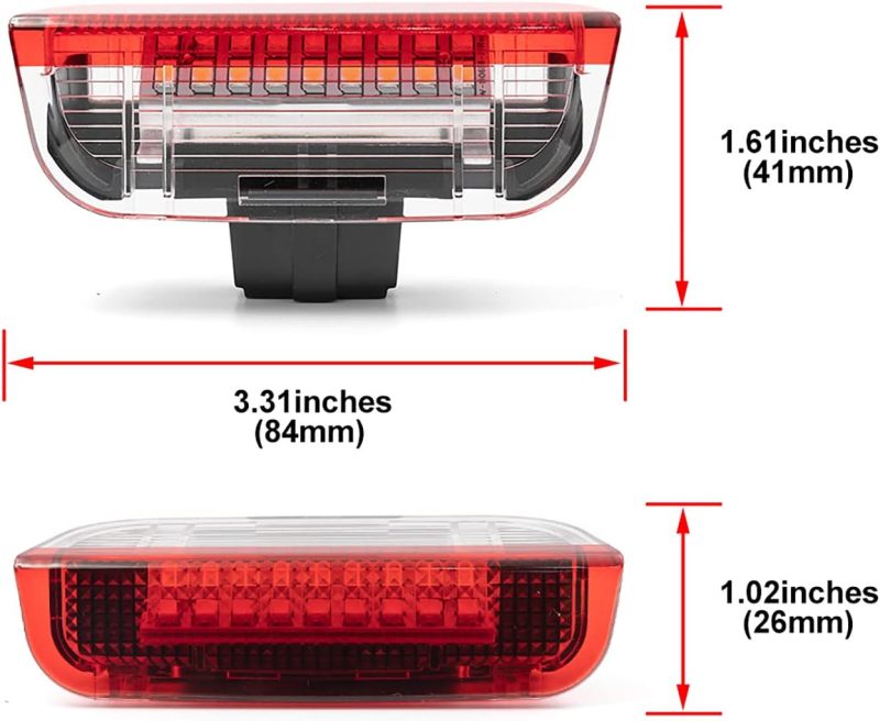 NSLUMO LED Courtesy Step Lights Replacement for VW Passat B6 Golf GTI MK5 MK6 MK7 Jetta, 18-SMD Red+White Led Rear Door Welcome Light Warning Interior Puddle Lamps Assembly CAN-bus Error Free