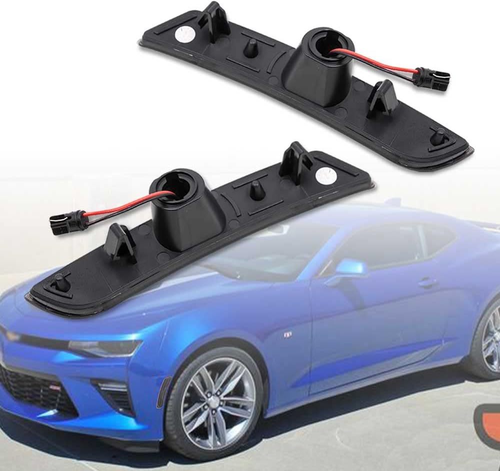 NSLUMO Amber LED Side Marker Light for 2016 2017 2018 Chevy Camaro Smoked Lens Front Bumper Marker Lights Replace OEM Sidemarker Lamps