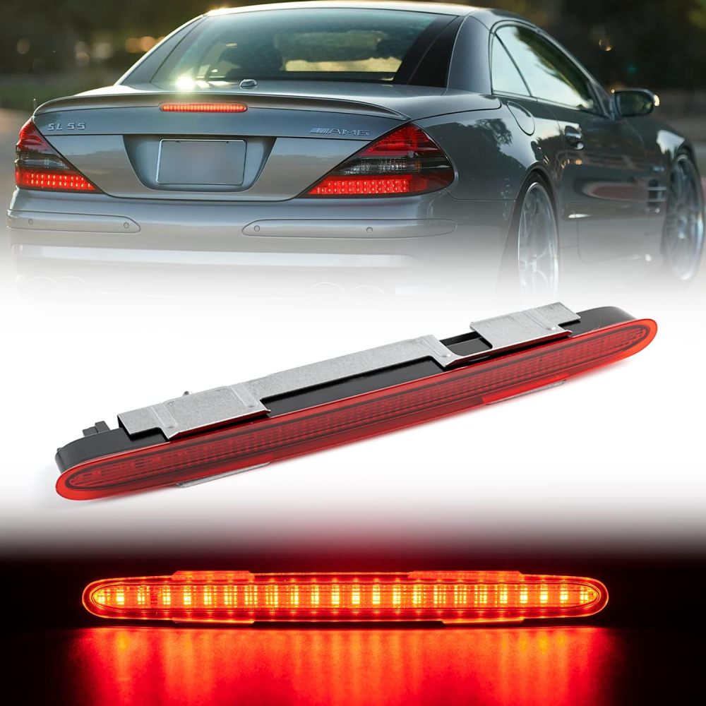 NSLUMO Led Third Brake Light Replacement for Mercedes R230 SL-Class 2007-2012 Benz SL550 AMG 2003-2006 SL500 SL55 AMG Red LED 3rd Brake Center High Mount Stop Lamp Red Lens CHMSL 923-278