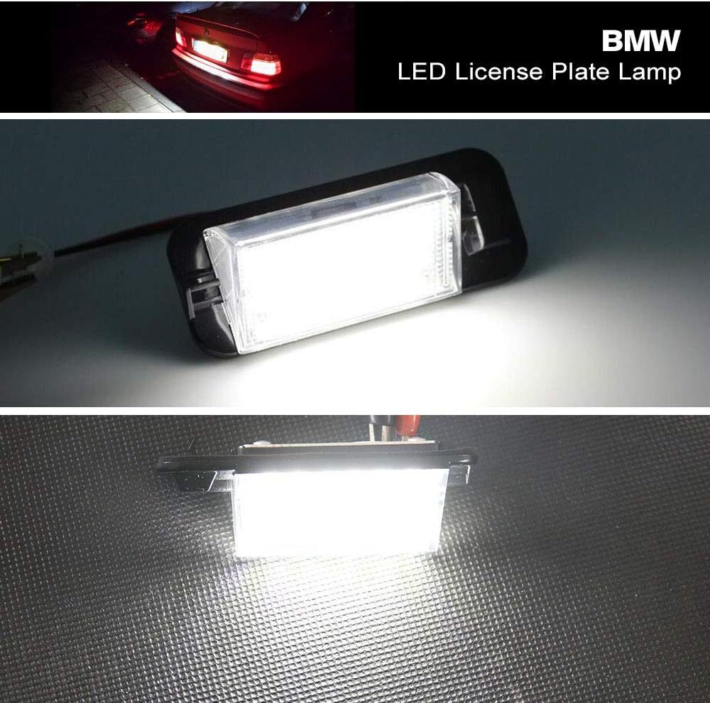 E36 Led License Plate Light Replacement for B-MW E36 3 series 318i 325i 328i 1992 1993 1994 1995 1996 1997 1998 Led Number Plate Lamp Auto Rear Tag Light Assembly Direct Bulb Cover Housing Replacement