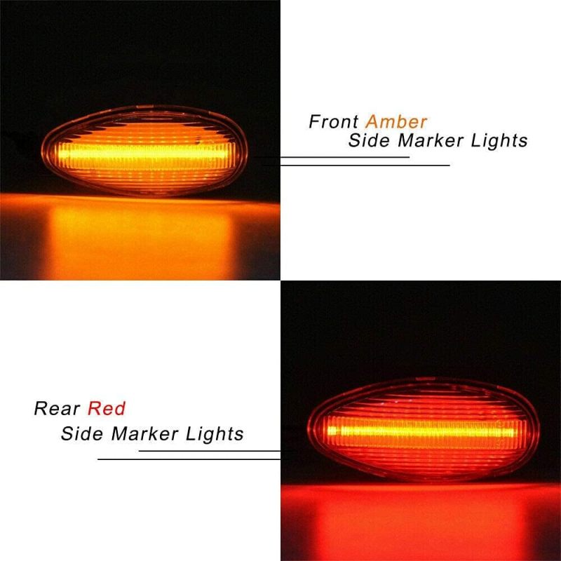 NSLUMO LED Side Fender Marker Lights for 2001-2014 Chevy Silverado GMC Sierra 2500HD 3500HD Smoked Lens Amber Red Rear Bed Fender Side Markers Replace OEM Sidemarker Lamps