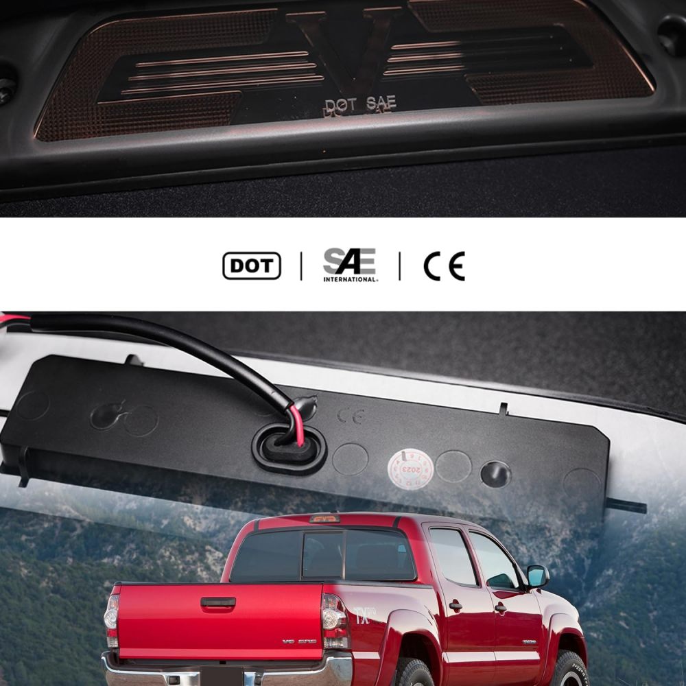 NSLUMO Led Third Brake Light Replacement for To-yo-ta 1995-2015 Tacoma, 2016-2023 Tacoma Access Cab N300 LED 3rd Brake Center High Mount Stop Lamp Smoked Lens Red CHMSL 8157004030