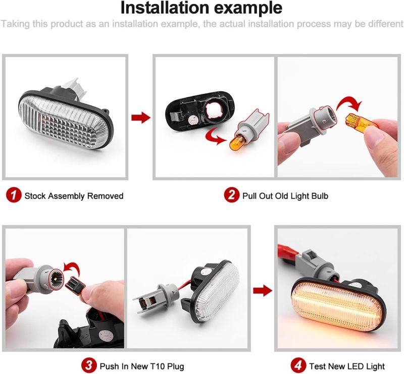 NSLUMO Dynamic LED Side Marker Repeater Lights Replacement for 03-06 Vol'vo XC90, 00-09 S60 S80 MK1 V70 MK2 Clear Lens Amber Led Fender Turn Signal Blinker Indicator Lamps Assembly OE-fit